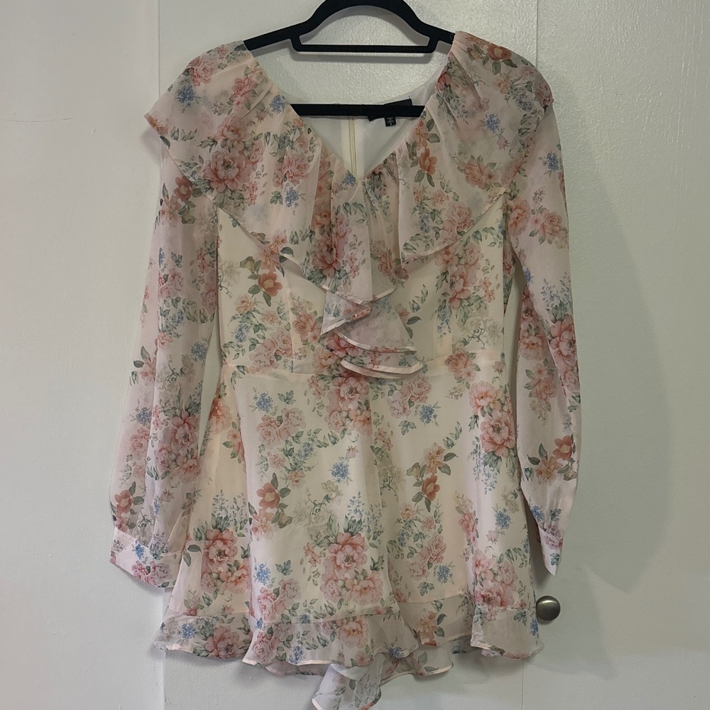 Lia & Viola Floral Print Ruffle Romper